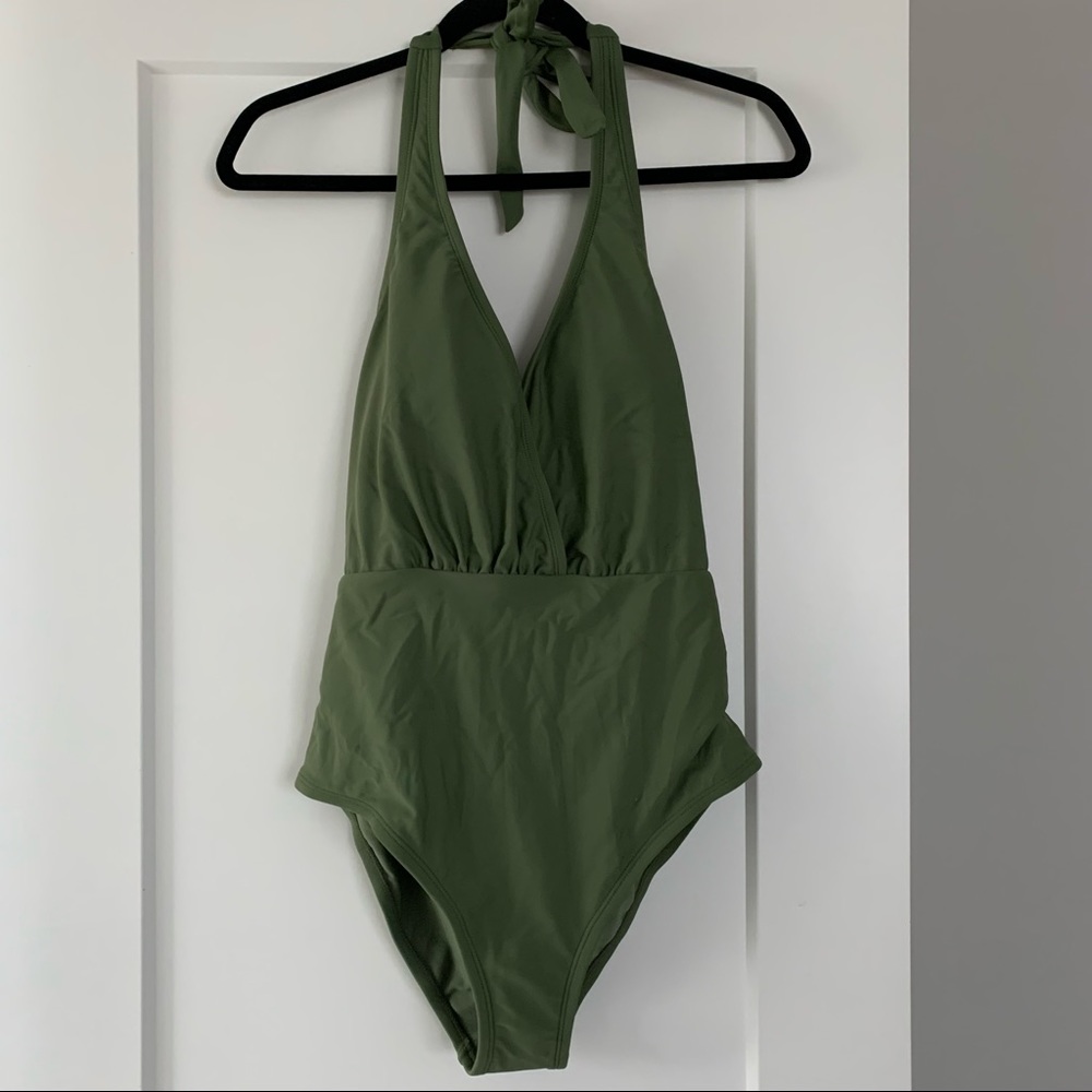 Target brand Kona Sol scoop back one piece halter swim suit